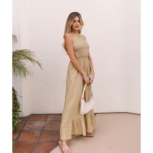 Golden Coast Dreams Smocked Pocketed Jumpsuit